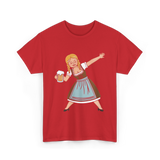 Dabbing Dirndl Girl Oktoberfest Beer T-Shirt - Red