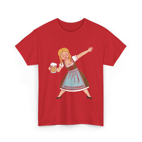 Dabbing Dirndl Girl Oktoberfest Beer T-Shirt - Red