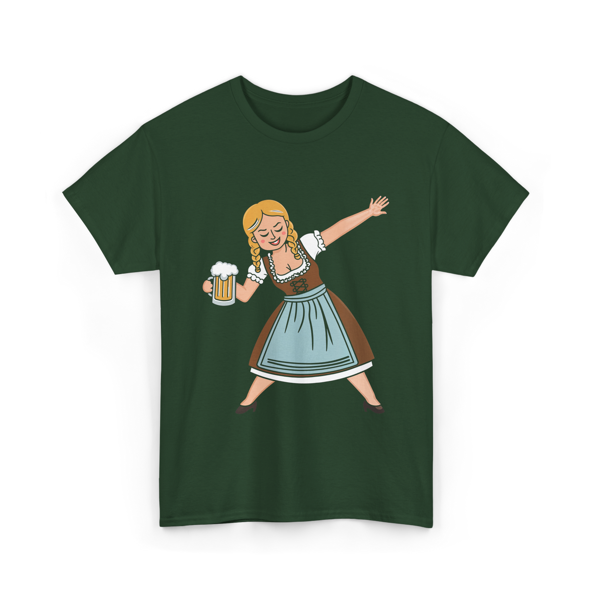 Dabbing Dirndl Girl Oktoberfest Beer T-Shirt - Forest Green