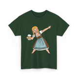 Dabbing Dirndl Girl Oktoberfest Beer T-Shirt - Forest Green