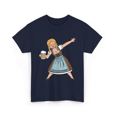 Dabbing Dirndl Girl Oktoberfest Beer T-Shirt - Navy