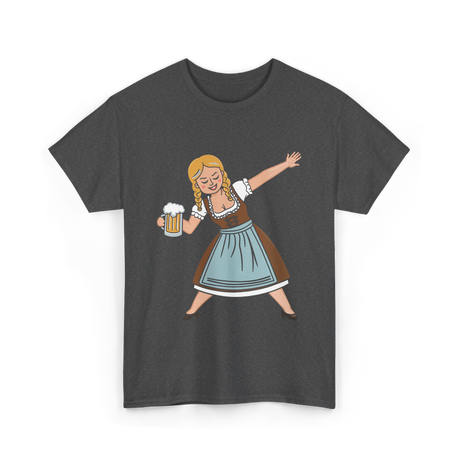 Dabbing Dirndl Girl Oktoberfest Beer T-Shirt - Dark Heather