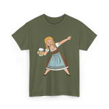 Dabbing Dirndl Girl Oktoberfest Beer T-Shirt - Military Green