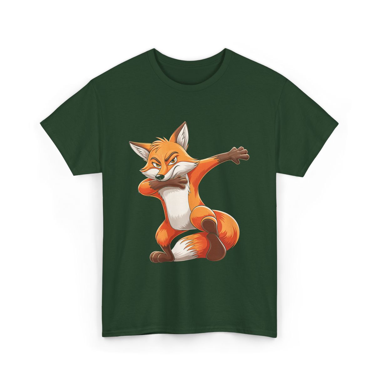 Dabbing Fox Animal Fox Lover T-Shirt - Forest Green