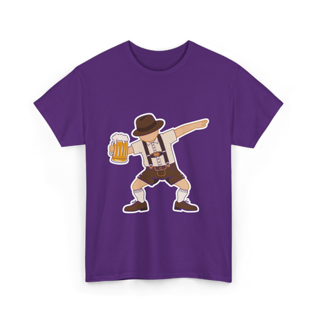 Dabbing German Man Oktoberfest Beer T-Shirt - Purple