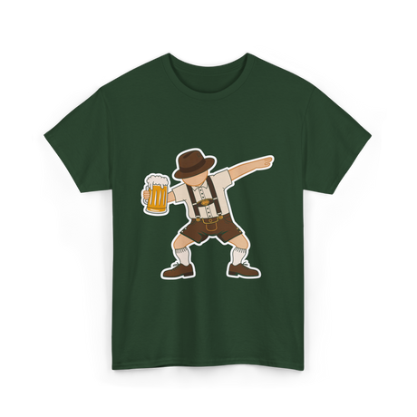 Dabbing German Man Oktoberfest Beer T-Shirt - Forest Green