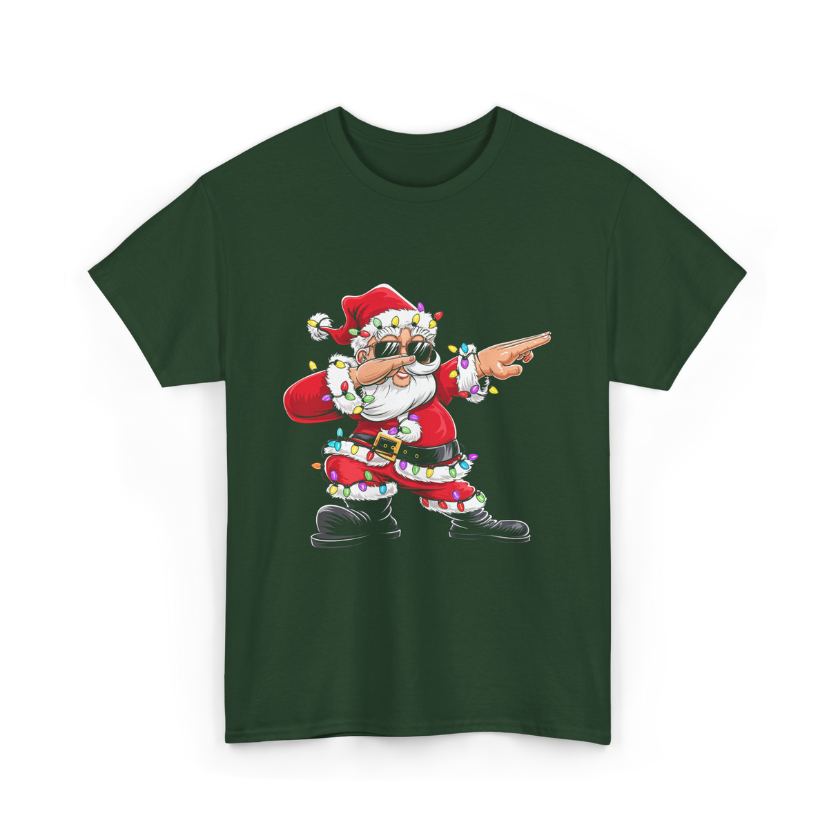 Dabbing Santa Claus Christmas Santa T-Shirt - Forest Green