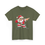 Dabbing Santa Claus Christmas Santa T-Shirt - Military Green