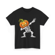 Dabbing Skeleton Pumpkin Halloween T-Shirt - Black