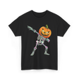 Dabbing Skeleton Pumpkin Halloween T-Shirt - Black