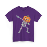 Dabbing Skeleton Pumpkin Halloween T-Shirt - Purple