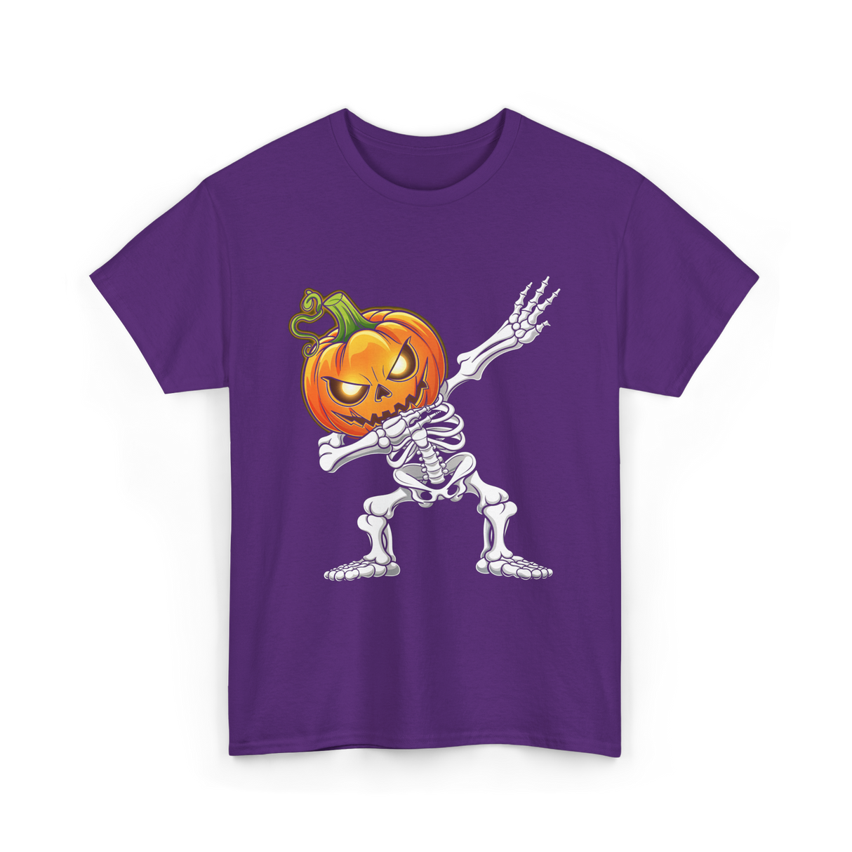 Dabbing Skeleton Pumpkin Halloween T-Shirt - Purple