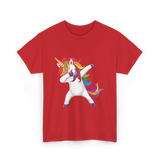 Dabbing Unicorn T-Shirt - Red