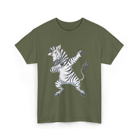 Dabbing Zebra Animal Lover T-Shirt - Military Green