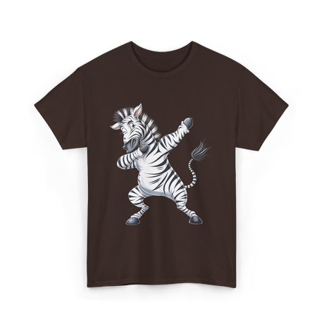 Dabbing Zebra Animal Lover T-Shirt - Dark Chocolate