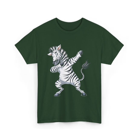 Dabbing Zebra Animal Lover T-Shirt - Forest Green