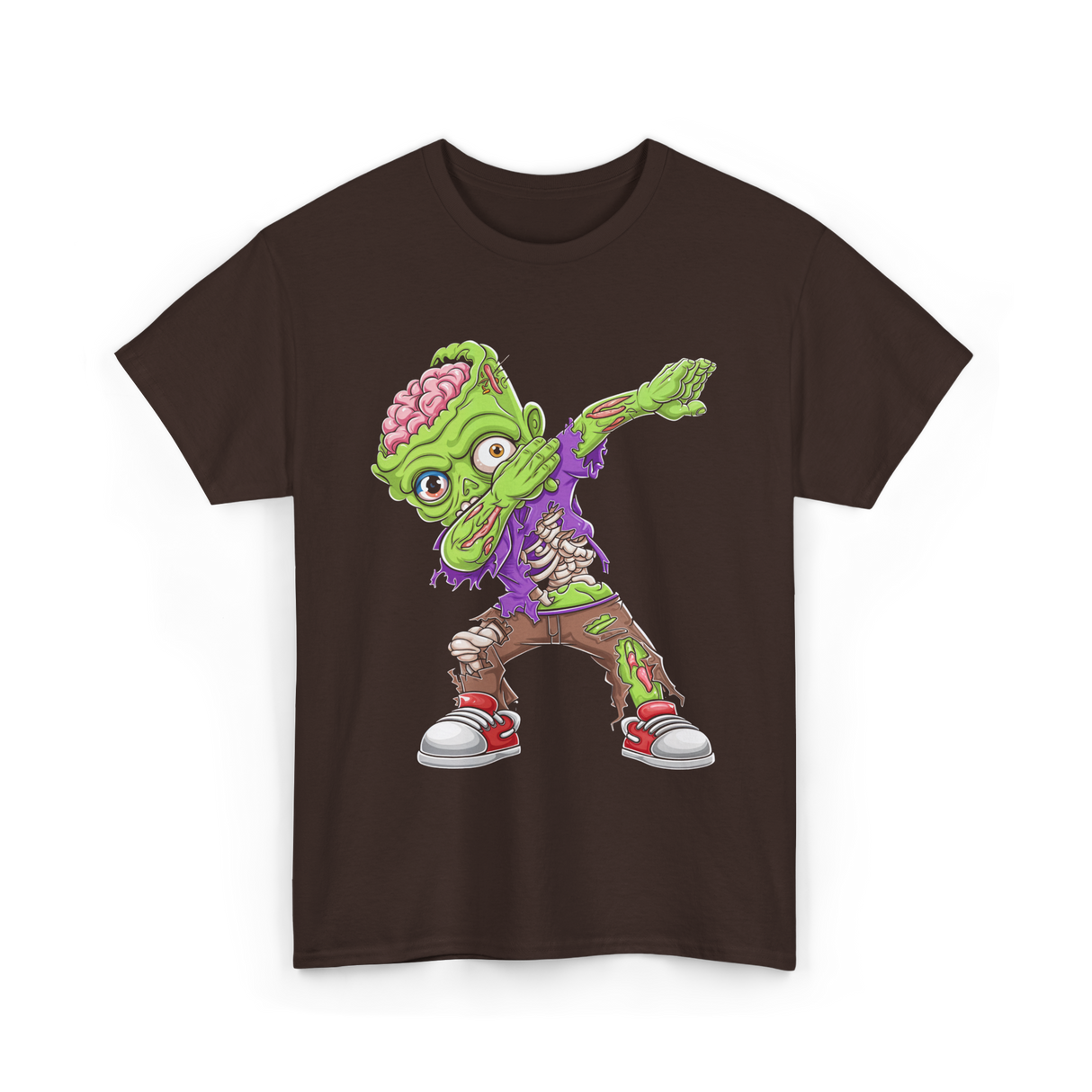 Dabbing Zombie Costume Halloween T-Shirt - Dark Chocolate