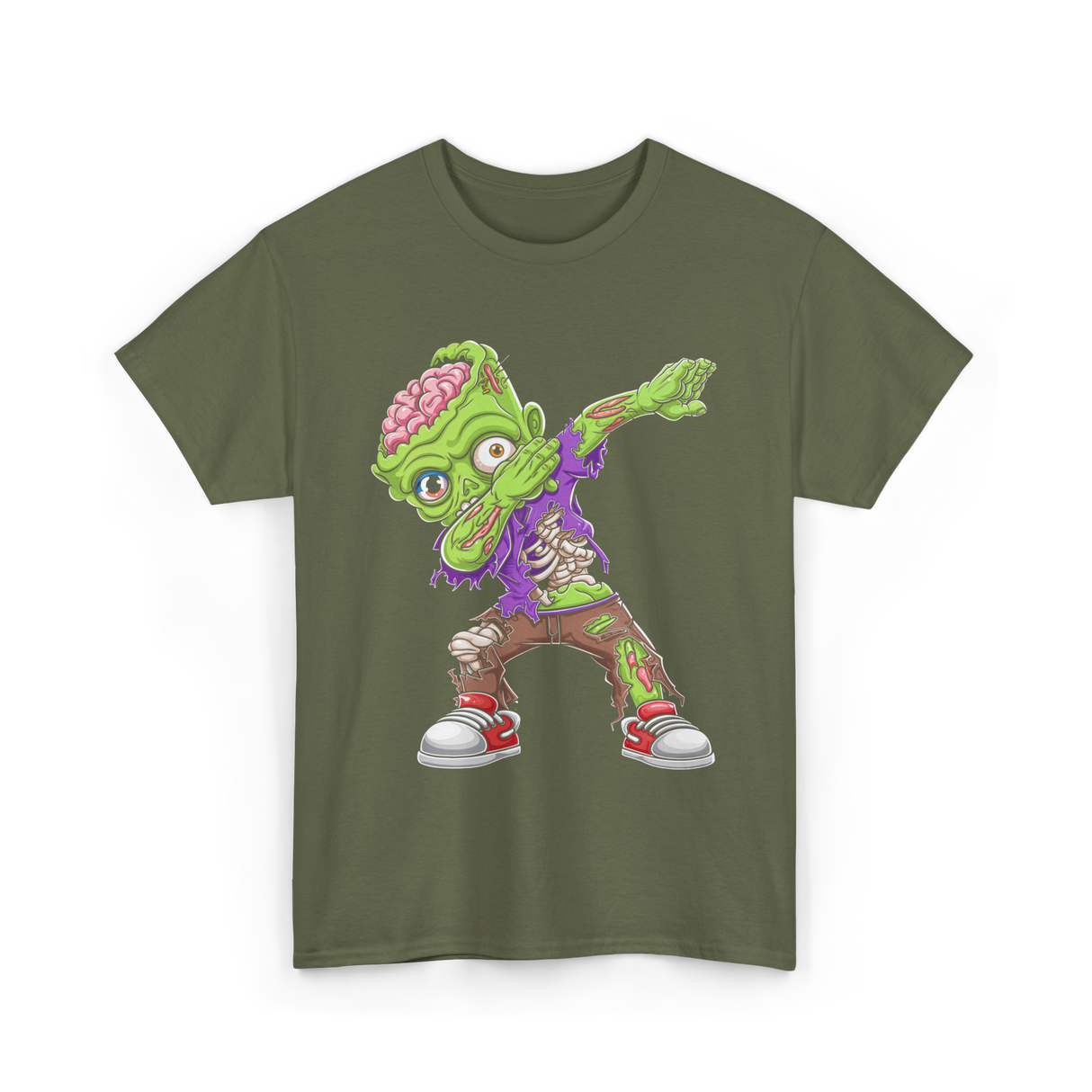 Dabbing Zombie Costume Halloween T-Shirt - Military Green