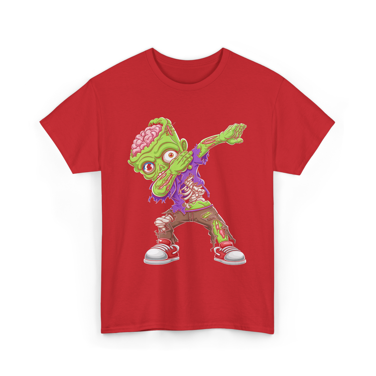 Dabbing Zombie Costume Halloween T-Shirt - Red