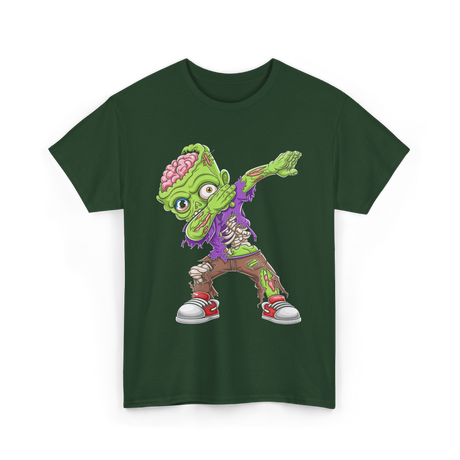 Dabbing Zombie Costume Halloween T-Shirt - Forest Green