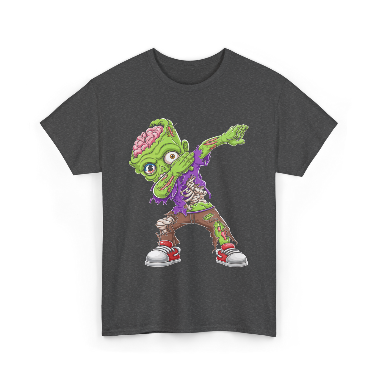 Dabbing Zombie Costume Halloween T-Shirt - Dark Heather