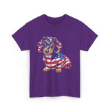 Dachshund Dog American Flag T-Shirt - Purple