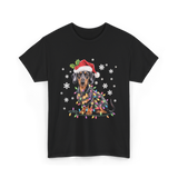 Dachshund Dog Christmas Lights Holiday T-Shirt - Black