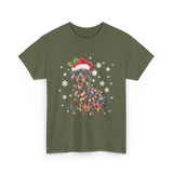 Dachshund Dog Christmas Lights Holiday T-Shirt - Military Green