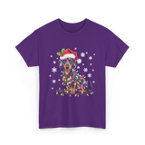 Dachshund Dog Christmas Lights Holiday T-Shirt - Purple