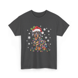 Dachshund Dog Christmas Lights Holiday T-Shirt - Dark Heather