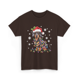 Dachshund Dog Christmas Lights Holiday T-Shirt - Dark Chocolate