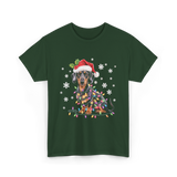 Dachshund Dog Christmas Lights Holiday T-Shirt - Forest Green