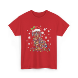 Dachshund Dog Christmas Lights Holiday T-Shirt - Red