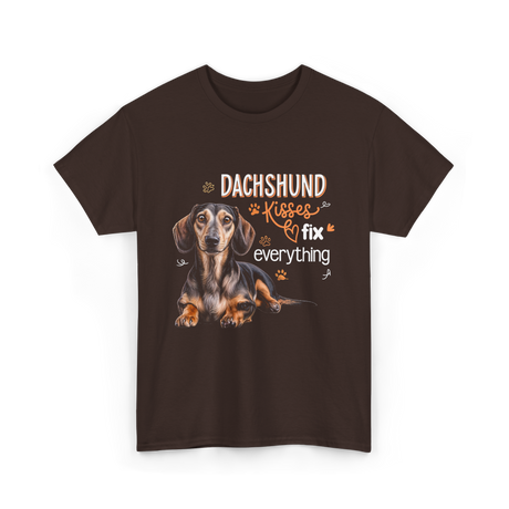 Dachshund Kisses Dog T-Shirt - Dark Chocolate