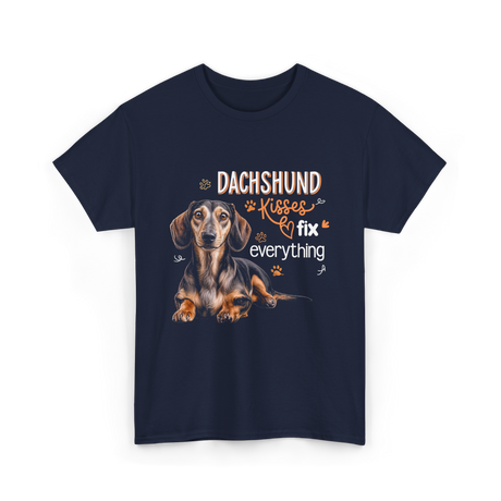 Dachshund Kisses Dog T-Shirt - Navy