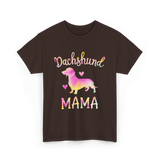 Dachshund Mama Colorful Dog T-Shirt - Dark Chocolate