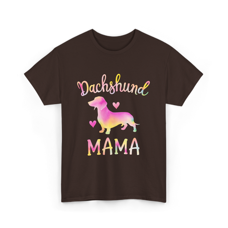 Dachshund Mama Colorful Dog T-Shirt - Dark Chocolate