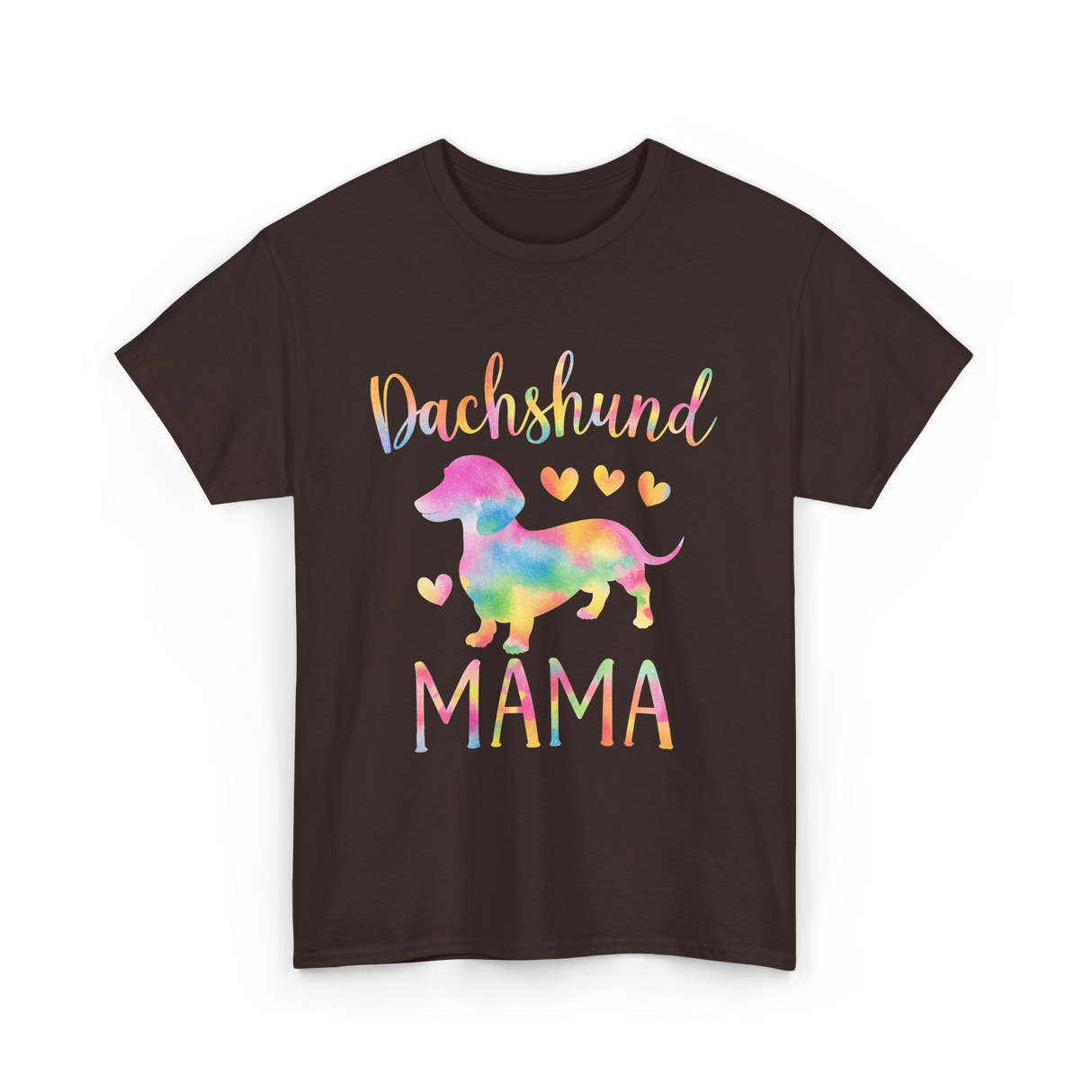 Dachshund Mama Colorful Dog T-Shirt - Dark Chocolate