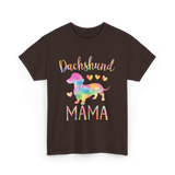 Dachshund Mama Colorful Dog T-Shirt - Dark Chocolate