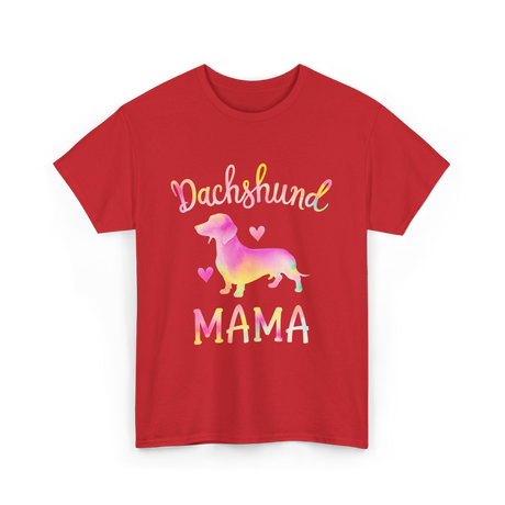 Dachshund Mama Colorful Dog T-Shirt - Red