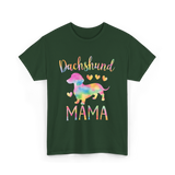 Dachshund Mama Colorful Dog T-Shirt - Forest Green