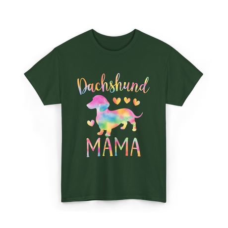 Dachshund Mama Colorful Dog T-Shirt - Forest Green