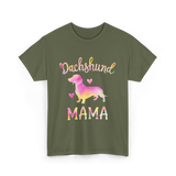 Dachshund Mama Colorful Dog T-Shirt - Military Green