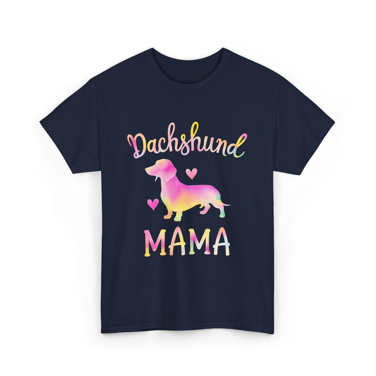 Dachshund Mama Colorful Dog T-Shirt - Navy