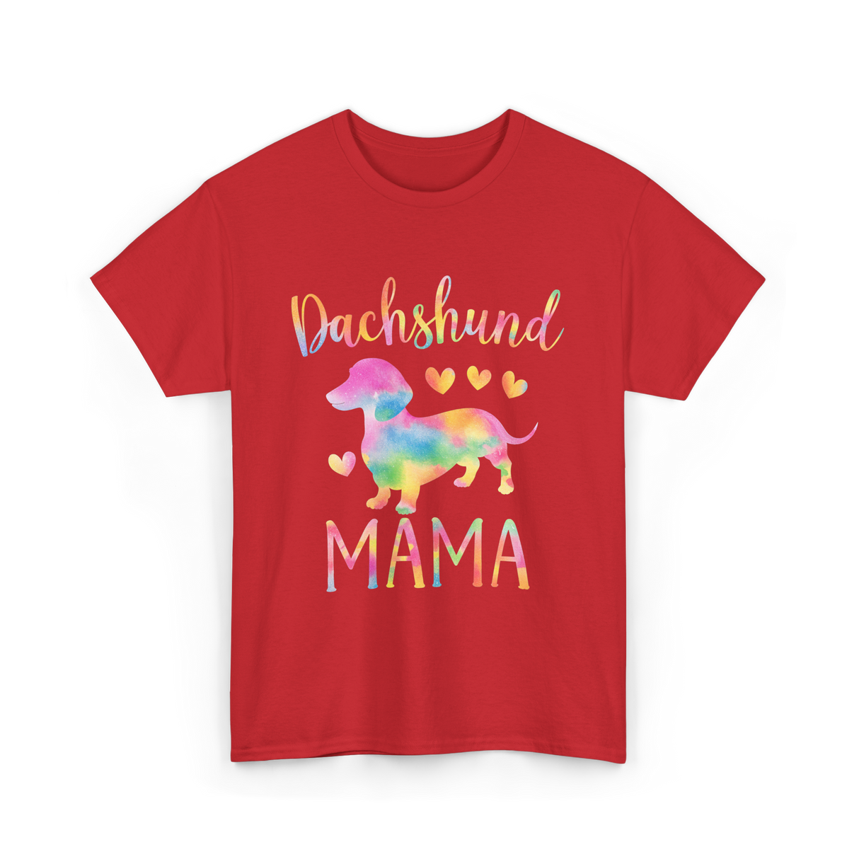 Dachshund Mama Colorful Dog T-Shirt - Red