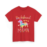 Dachshund Mama Colorful Dog T-Shirt - Red