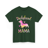 Dachshund Mama Colorful Dog T-Shirt - Forest Green