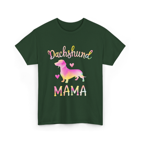 Dachshund Mama Colorful Dog T-Shirt - Forest Green