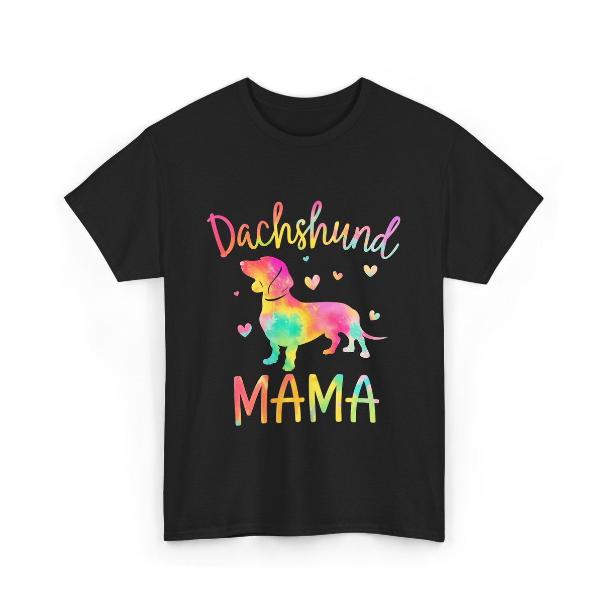 Dachshund Mama Colorful Doxie T-Shirt - Black