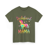 Dachshund Mama Colorful Doxie T-Shirt - Military Green